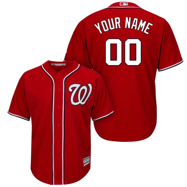 Men Washington Nationals Majestic Red Cool Base Custom MLB Jersey